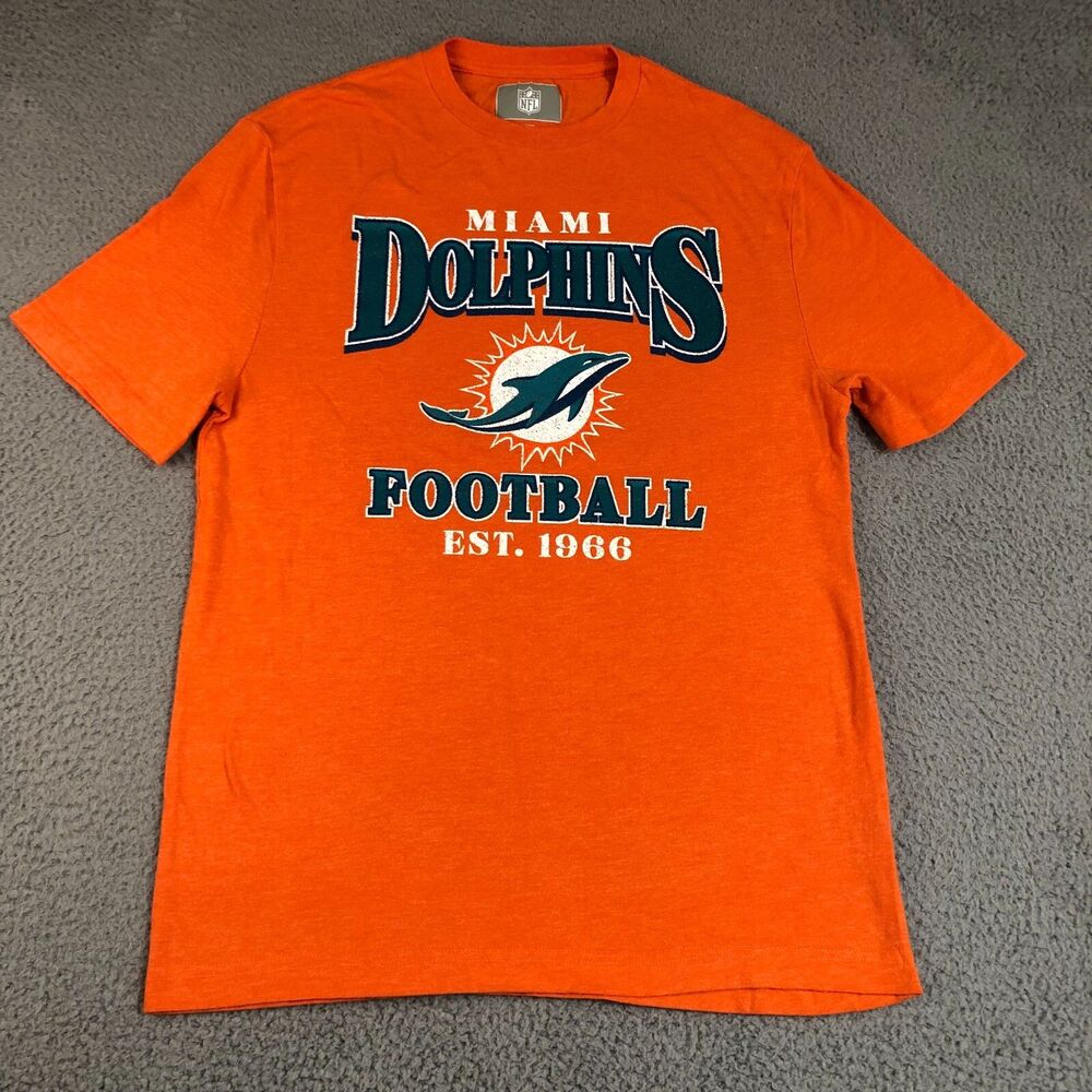 Miami Dolphins Shirt Men Medium Orange NFL Football Sportswear Graphic Logo